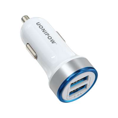 New arrival 2020 dual-port USB car charger with 17W/3.4A output, suitable for iPhone for Samsung