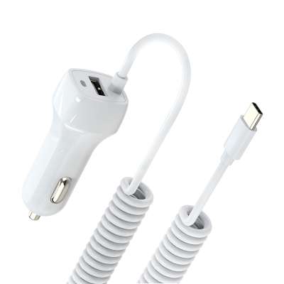 Factory wholesale CE certified car charger with cable USB car charger for iphone port with cable car charger